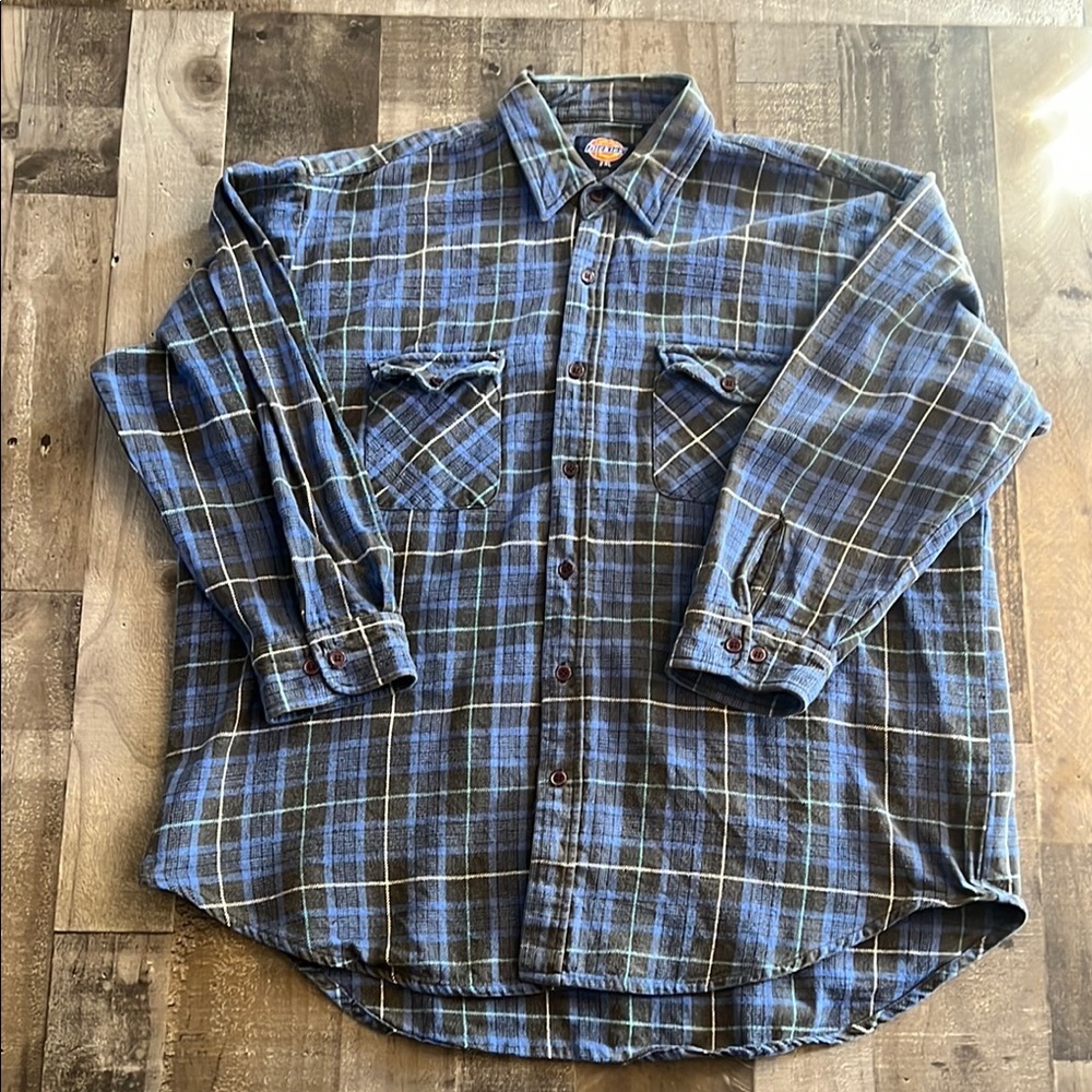 Vintage dickies flannel heavyweight Blue Plaid Men's Shirt